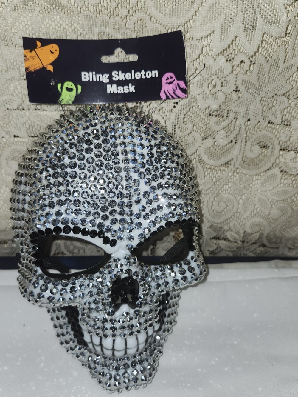 Bling Skeleton Mask - Silver Rhinestone Skull by